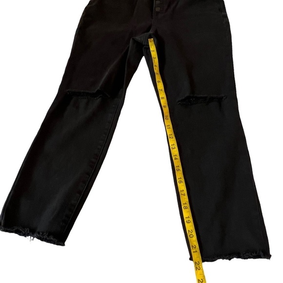 Madewell 10” High Rise Button Fly Jeggings Blown Out Knees 31P Black - Picture 11 of 16